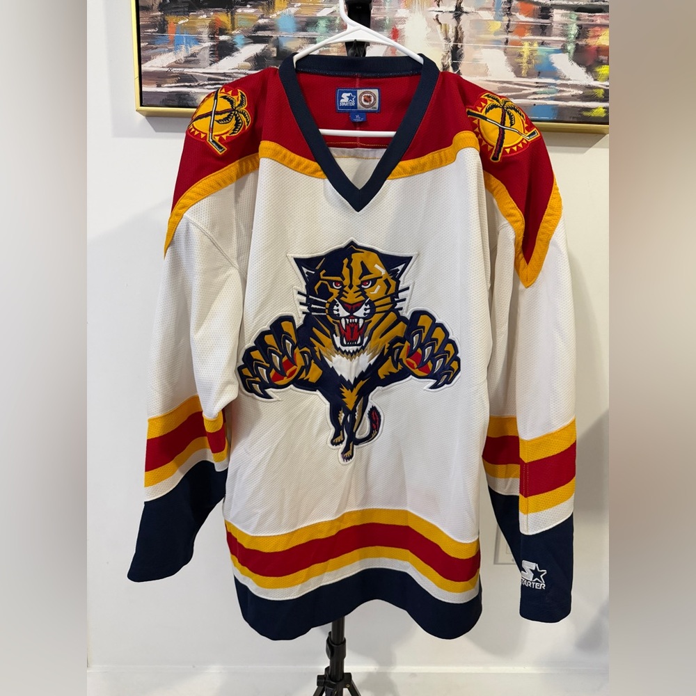 Starter Florida Panthers Jersey Mens Size XL Authentic Stitched White VTG Rare